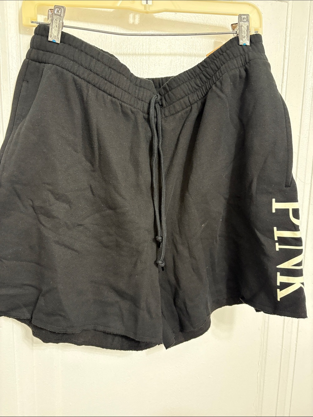 PINK Victoria's Secret Black Knit Drawstring Athletic Shorts with Side Logo